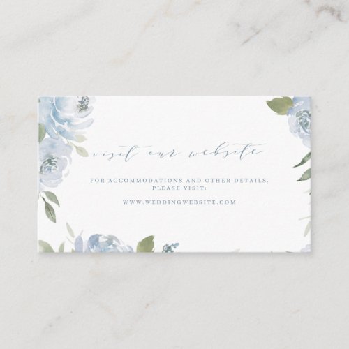Romantic dusty blue floral Website Insert Card