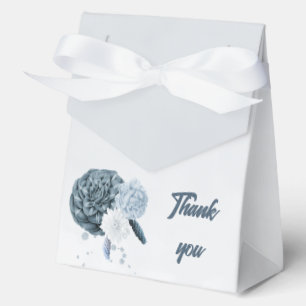 Romantic dusty blue flowers wedding favor boxes