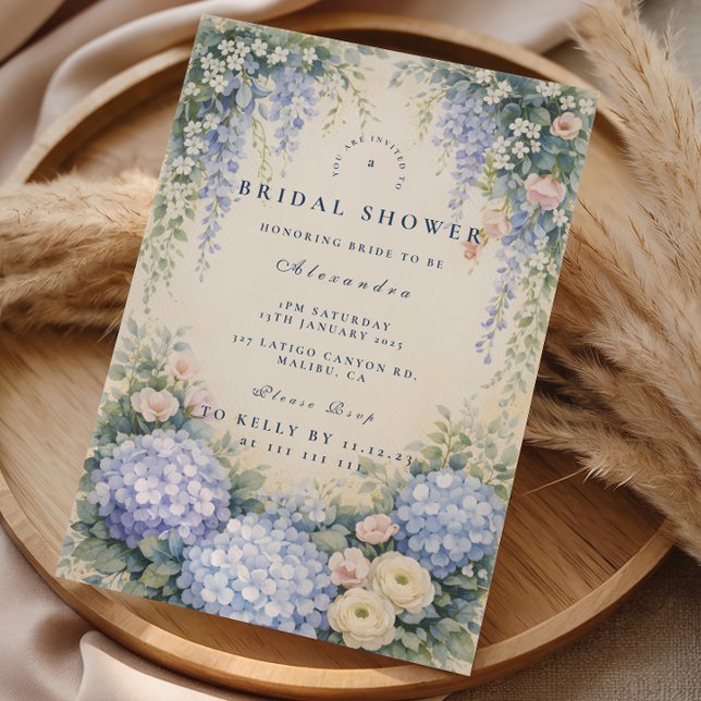 Romantic Dusty Blue Garden Bridal Shower Invitation (Creator Uploaded)
