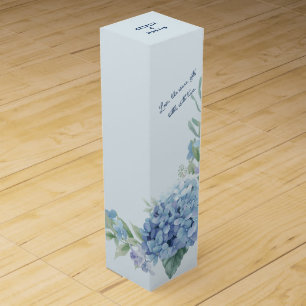 Romantic Dusty Blue Hydrangea Watercolor Wedding Wine Box