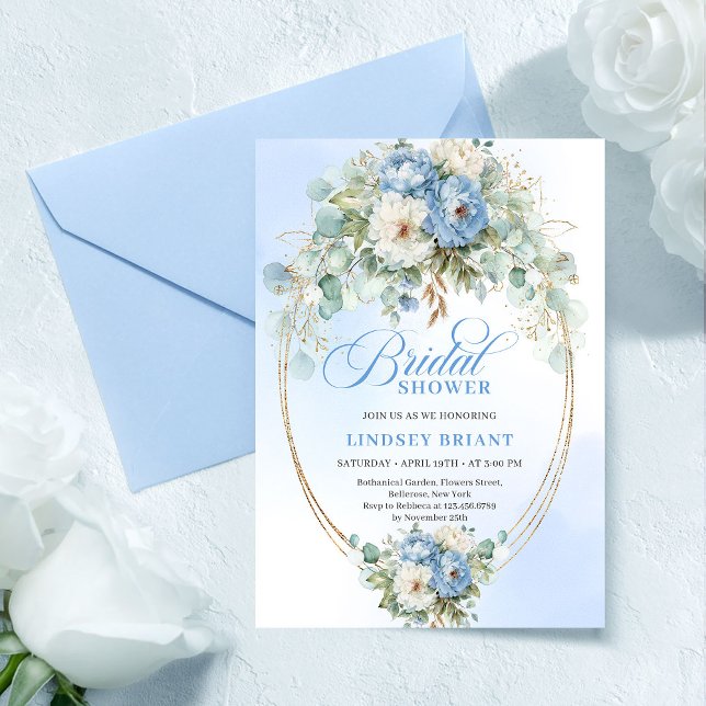 Romantic Dusty Blue Peonies Eucalyptus Bridal Show Invitation (Romantic Dusty Blue Peonies Eucalyptus Bridal Shower

)