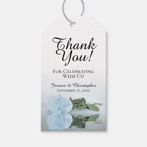 Romantic Dusty Blue Rose Wedding Thank You Gift Tags