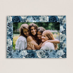 Romantic Dusty Blue Roses Magnetic Frame