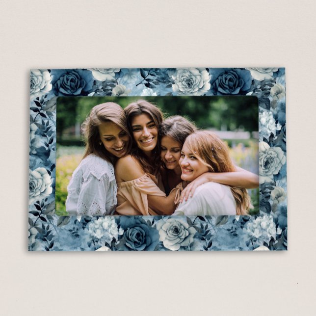 Romantic Dusty Blue Roses Magnetic Frame (Creator Uploaded)