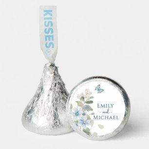Romantic Dusty Blue Watercolor Floral Wedding Hershey®'s Kisses®
