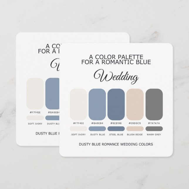 Romantic Dusty Blue Wedding Color Palette Card (Front/Back)