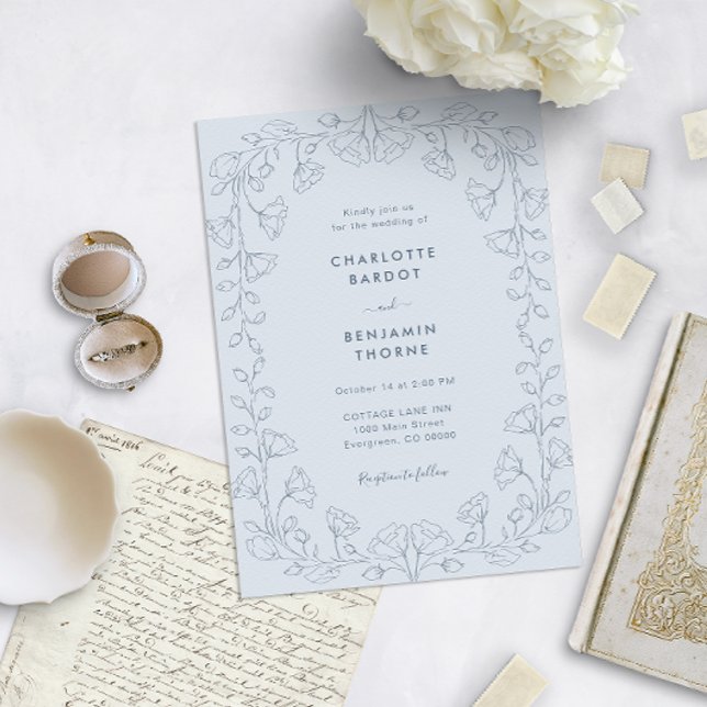 Romantic Dusty Blue Wedding Invitation (Creator Uploaded)
