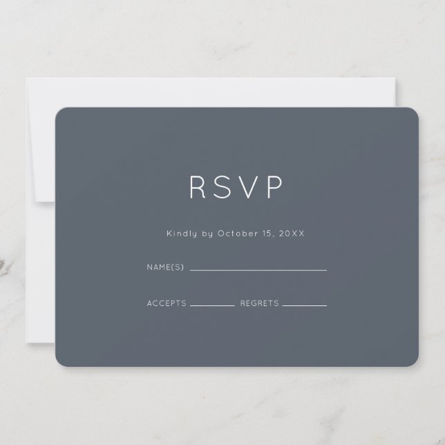 Romantic Dusty Blue Wedding RSVP Invitation (Front)