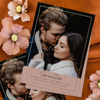 Romantic Dusty Blush Save the Date Foil Invitation