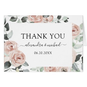 Romantic Dusty Pink Floral Wedding Thank You by Hot_Foil_Creations at Zazzle