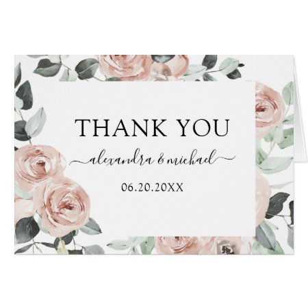 Romantic Dusty Pink Floral Wedding Thank You