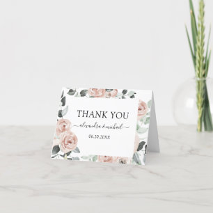Romantic Dusty Pink Floral Wedding Thank You