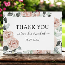 Romantic Dusty Pink Floral Wedding Thank You