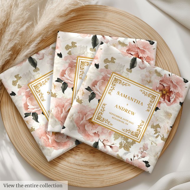 Romantic Dusty Pink Gold Boho Wedding Cloth Napkin (Romantic Dusty Pink Gold Boho Wedding Cloth Napkins

)