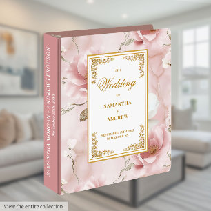 Romantic dusty pink gold wedding memory album 3 ring binder