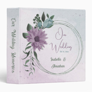 romantic dusty purple and blue flowers photo album 3 ring binder
