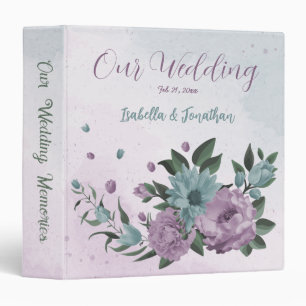 romantic dusty purple and blue flowers photo album 3 ring binder
