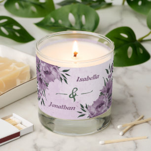 romantic dusty purple flowers greenery wedding scented candle