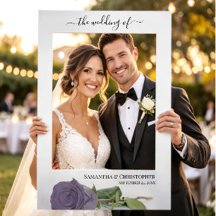 Romantic Dusty Purple Rose Elegant Wedding Selfie Frame