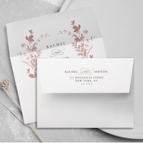 Romantic Dusty Rose Botanical Wedding Envelope