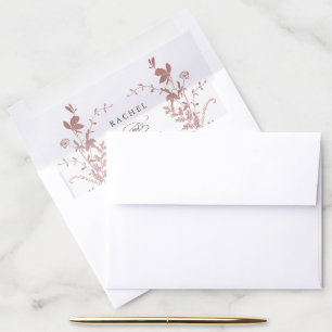 Romantic Dusty Rose Botanical Wedding Envelope Liner