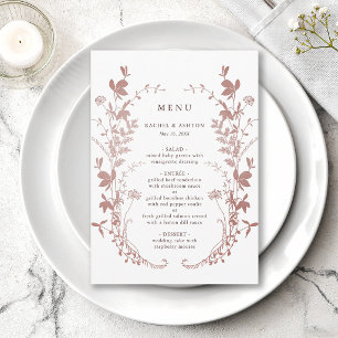Romantic Dusty Rose Botanical Wedding Menu