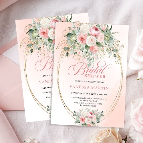 Romantic Dusty Rose Eucalyptus Gold Bridal Shower
