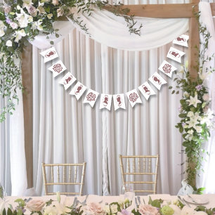 Romantic Dusty Rose Regency Botanical Cameos Bunting Flags