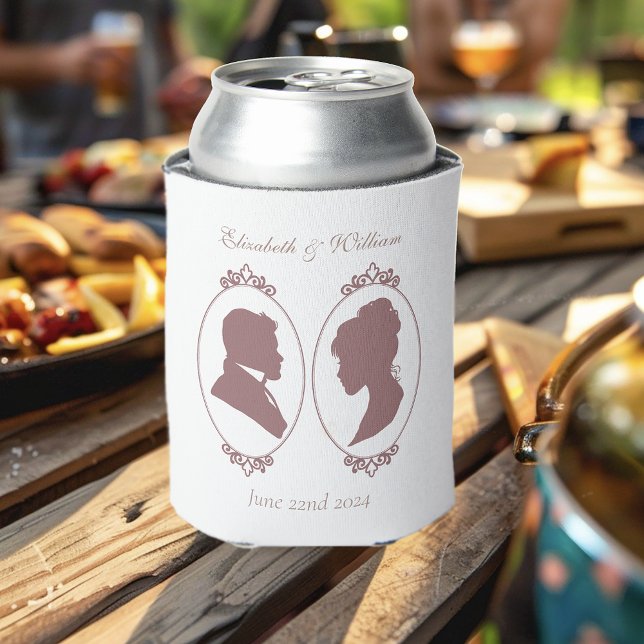 Romantic Dusty Rose Regency Botanical Cameos Can Cooler (Creator Uploaded)
