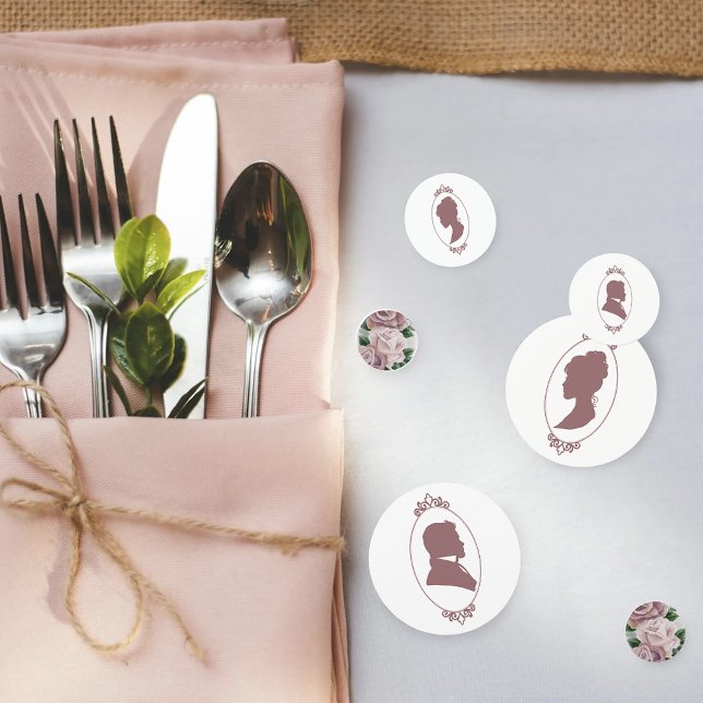 Romantic Dusty Rose Regency Botanical Cameos Confetti (Creator Uploaded)