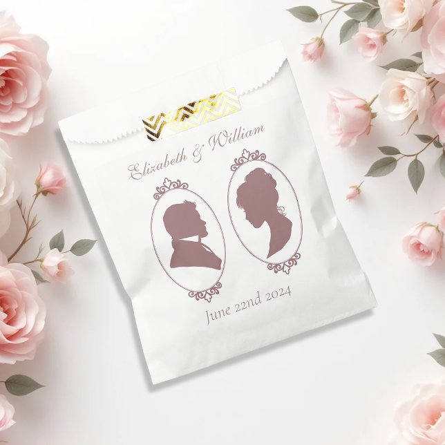 Romantic Dusty Rose Regency Botanical Cameos Favor Bag (Creator Uploaded)