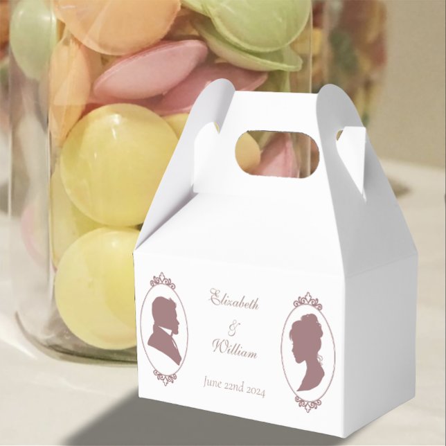 Romantic Dusty Rose Regency Botanical Cameos Favor Boxes (Creator Uploaded)