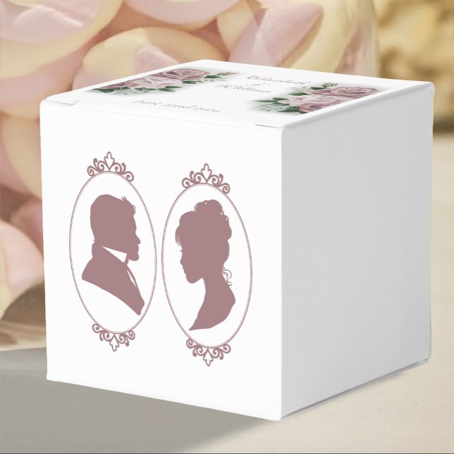 Romantic Dusty Rose Regency Botanical Cameos Favor Boxes (Creator Uploaded)