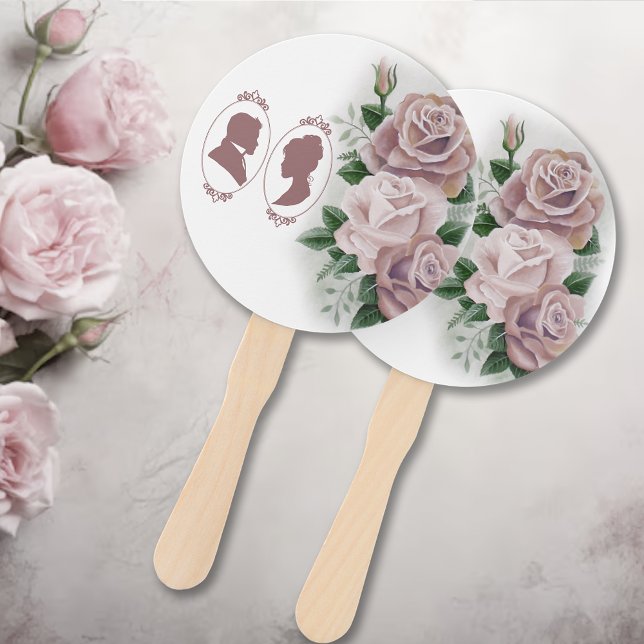 Romantic Dusty Rose Regency Botanical Cameos  Hand Fan (Creator Uploaded)