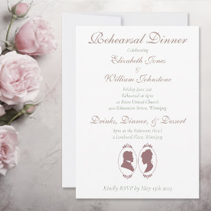 Romantic Dusty Rose Regency Botanical Cameos Invitation