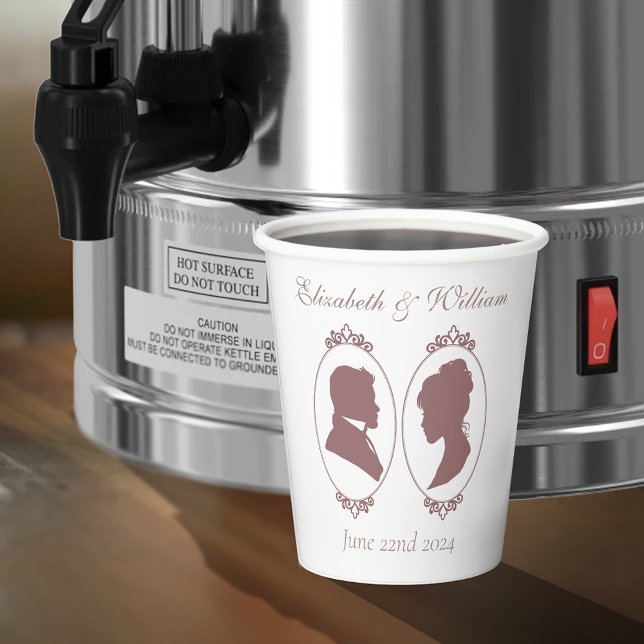 Romantic Dusty Rose Regency Botanical Cameos Paper Cups (Creator Uploaded)