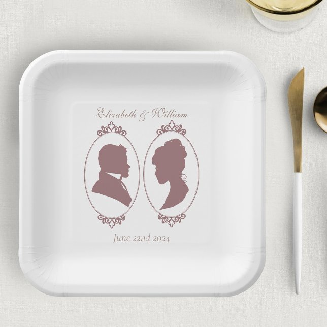 Romantic Dusty Rose Regency Botanical Cameos Paper Plates (Creator Uploaded)