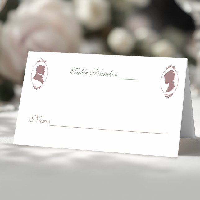 Romantic Dusty Rose Regency Botanical Cameos  Place Card (Creator Uploaded)