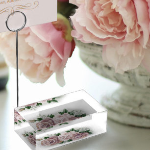 Romantic Dusty Rose Regency Botanical Cameos Place Card Holder