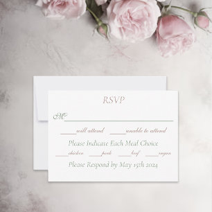 Romantic Dusty Rose Regency Botanical Cameos RSVP Card