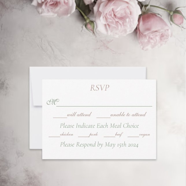 Romantic Dusty Rose Regency Botanical Cameos  RSVP Card (Creator Uploaded)