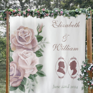 Romantic Dusty Rose Regency Botanical Cameos Tapestry