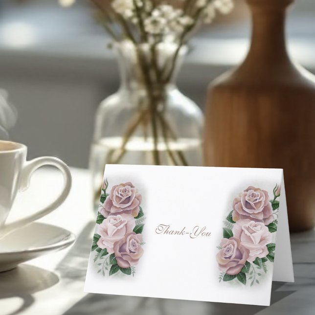 Romantic Dusty Rose Regency Botanical Cameos  Thank You Card (Creator Uploaded)