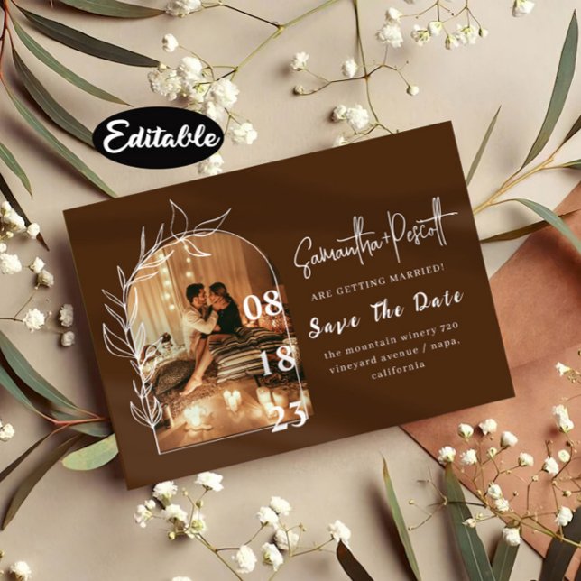 Romantic Earthy Green Arch Save The Date Cards (Creator Uploaded)