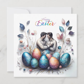 Romantic Easter Card with Loving Couple & Elegant