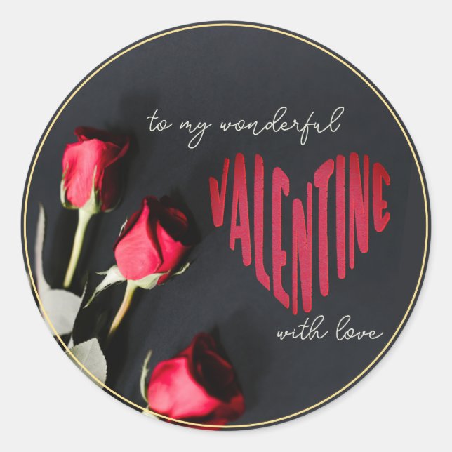 Romantic Editable Valentine Sticker Roses Heart (Front)