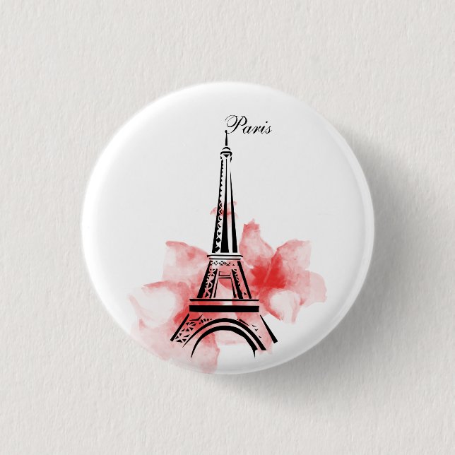 Romantic Eiffel Tower Paris Button (Front)