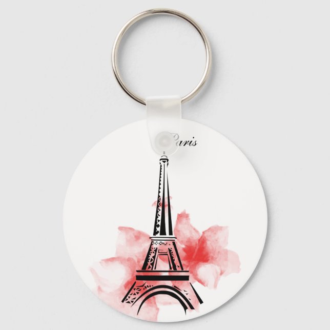 Romantic Eiffel Tower Paris Keychain (Front)