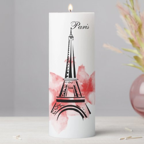 Romantic Eiffel Tower Paris Pillar Candle