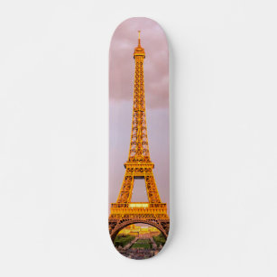 Romantic Eiffel Tower Photography   Paris, France Skateboard
